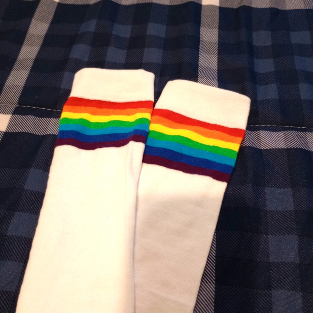 Rainbow knee high socks